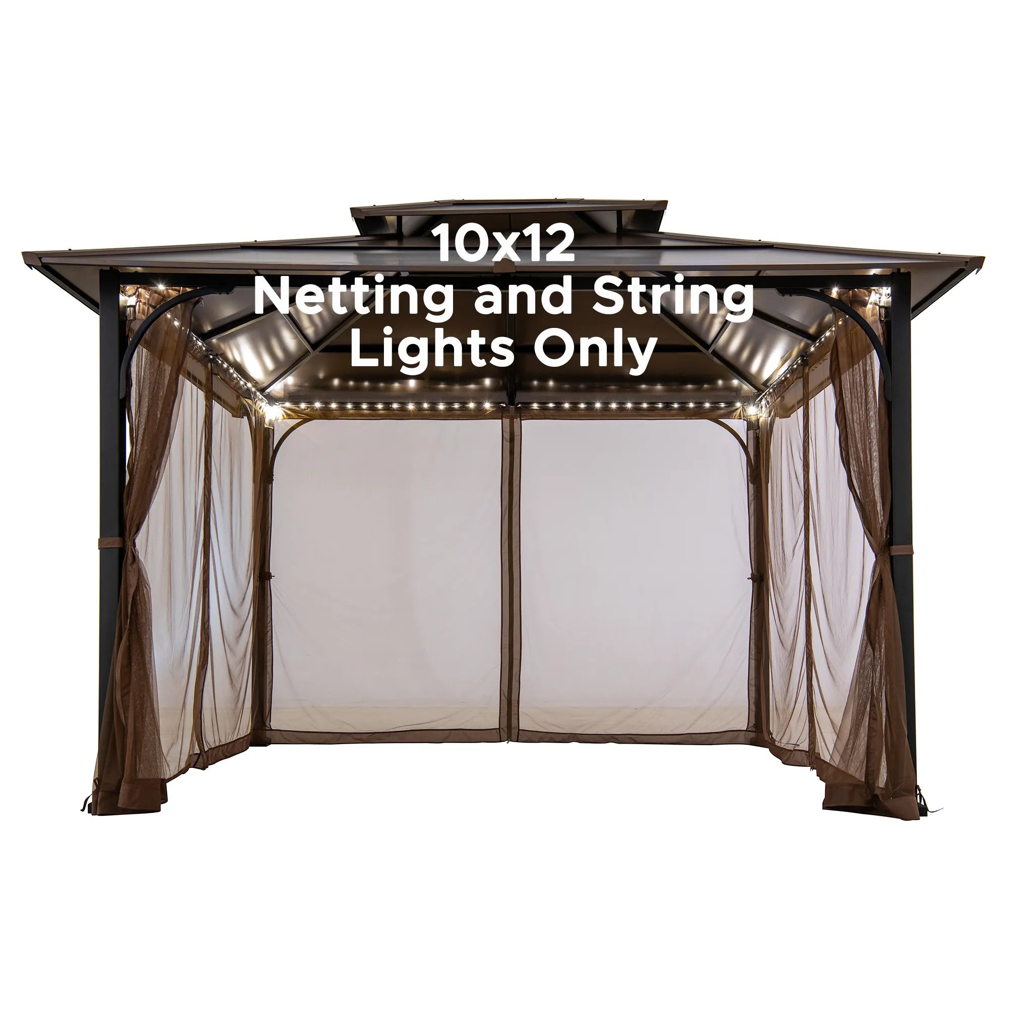 SUNJOY Mosquito Netting for 10x12 Hardtop Gazebo with White LED Lights