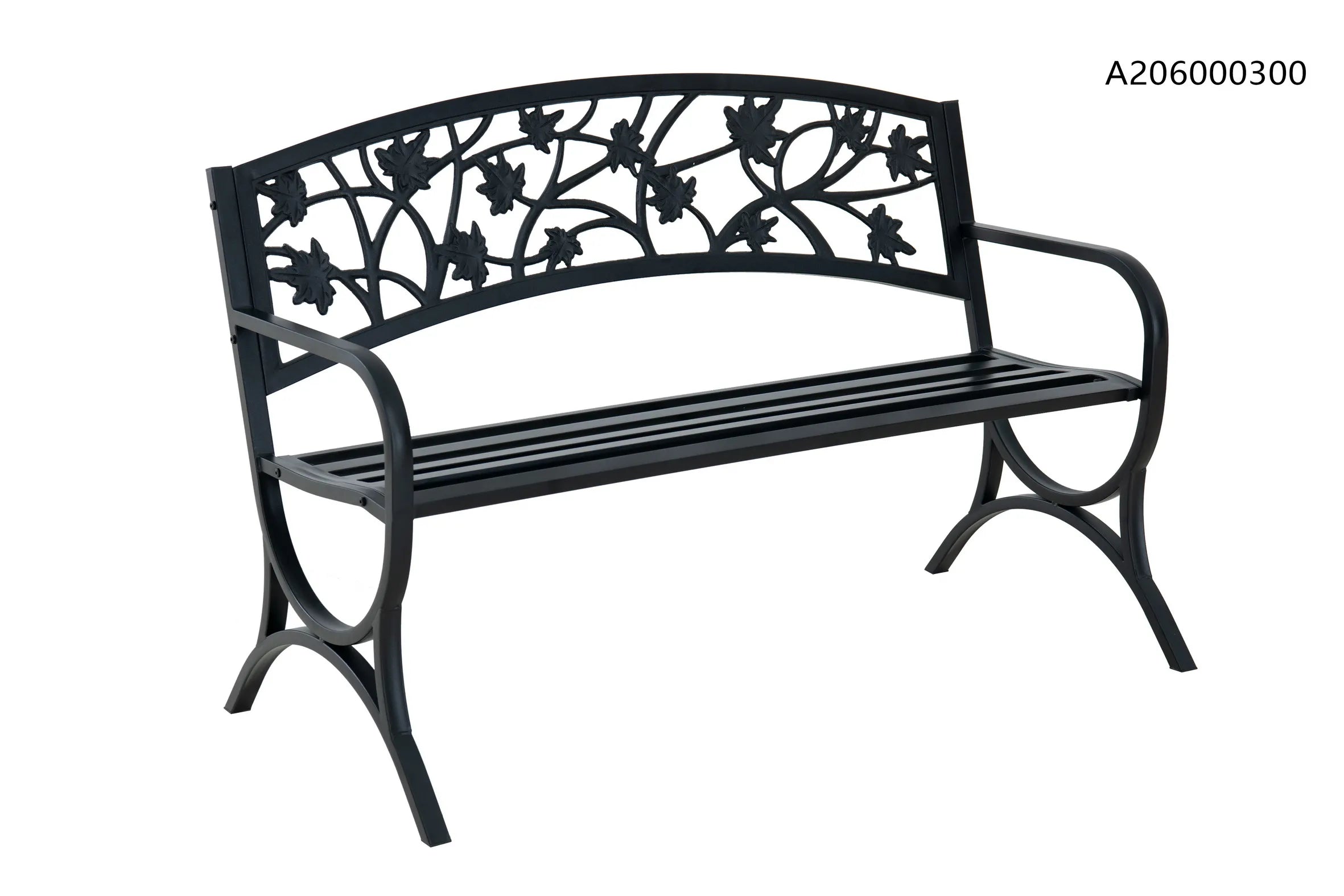 For Living Maple Leaf Steel Frame Outdoor/Patio/Garden Bench, Matte-Black