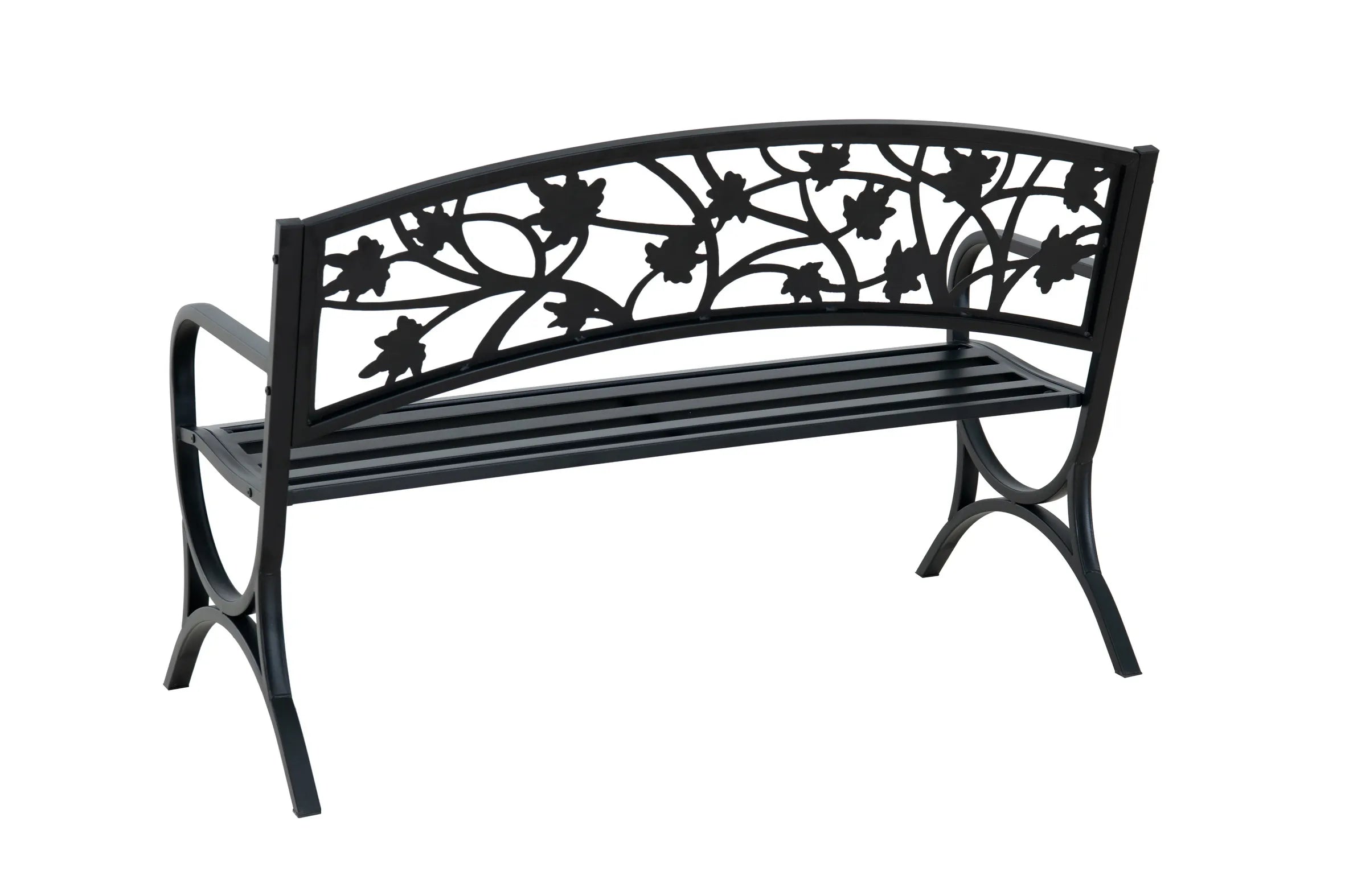 For Living Maple Leaf Steel Frame Outdoor/Patio/Garden Bench, Matte-Black