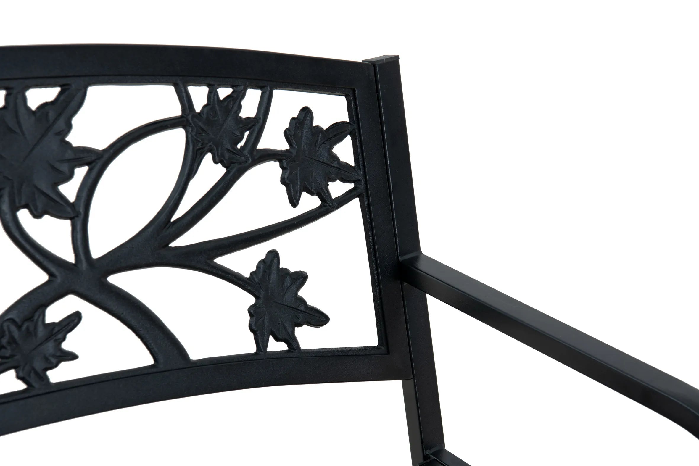 For Living Maple Leaf Steel Frame Outdoor/Patio/Garden Bench, Matte-Black
