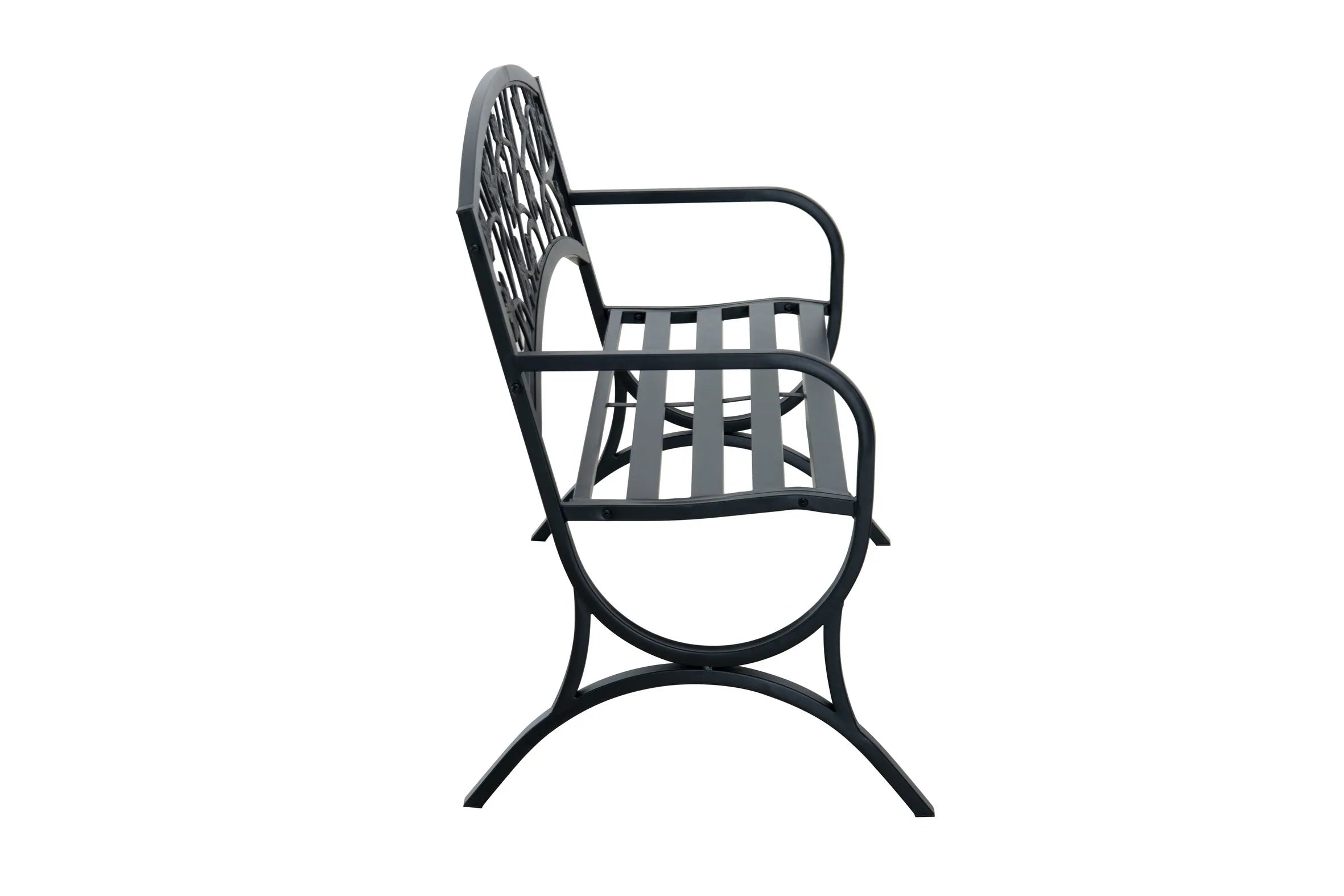 For Living Maple Leaf Steel Frame Outdoor/Patio/Garden Bench, Matte-Black