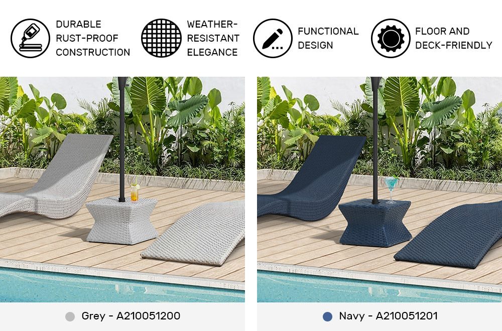 SUNJOY 16 Inch Wicker & Aluminum Small Patio Umbrella Table