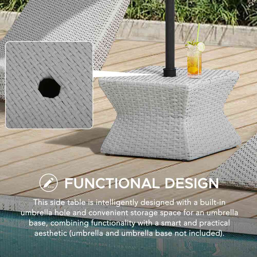 SUNJOY 16 Inch Wicker & Aluminum Small Patio Umbrella Table.