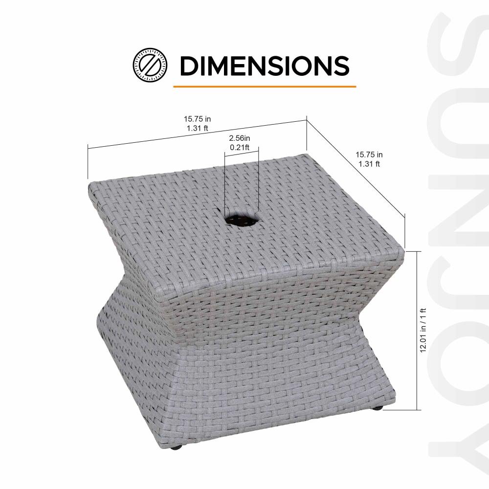 SUNJOY 16 Inch Wicker & Aluminum Small Patio Umbrella Table.