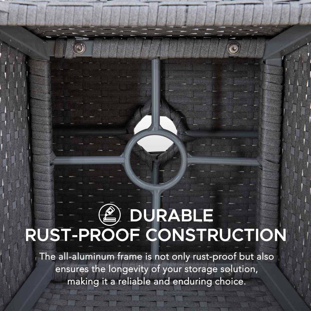 SUNJOY 16 Inch Wicker & Aluminum Small Patio Umbrella Table.