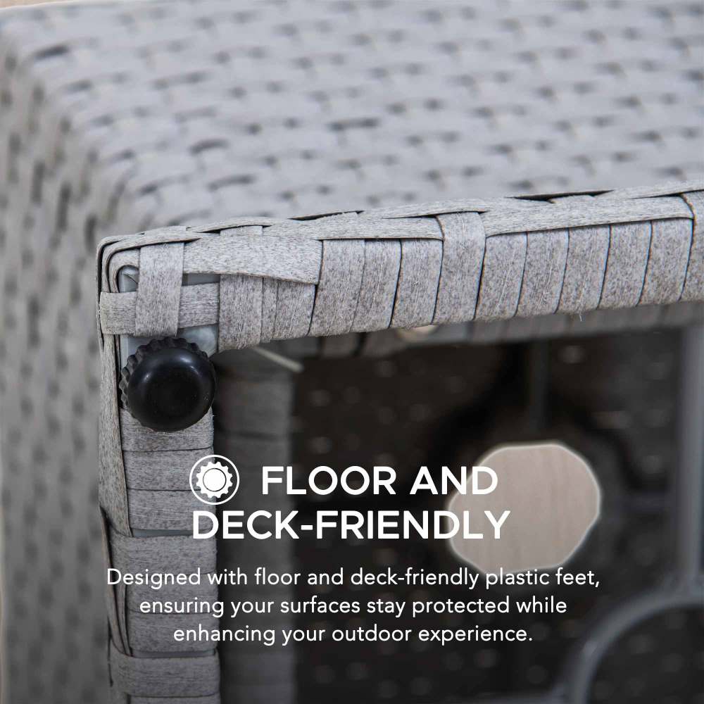 SUNJOY 16 Inch Wicker & Aluminum Small Patio Umbrella Table.