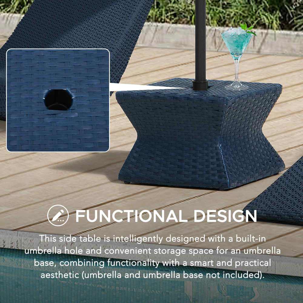 SUNJOY 16 Inch Wicker & Aluminum Small Patio Umbrella Table.