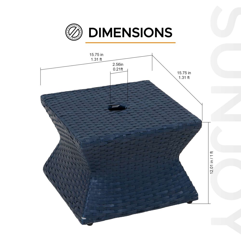 SUNJOY 16 Inch Wicker & Aluminum Small Patio Umbrella Table.