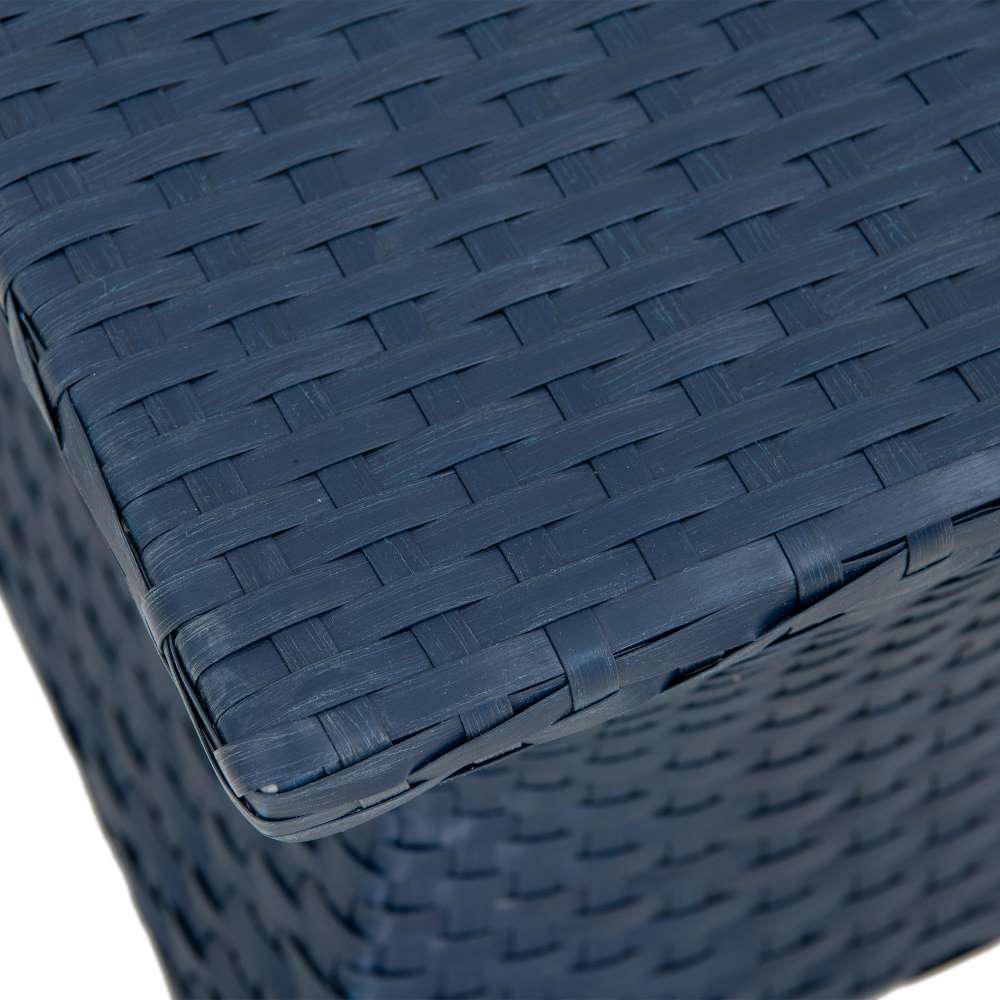 SUNJOY 16 Inch Wicker & Aluminum Small Patio Umbrella Table - Navy