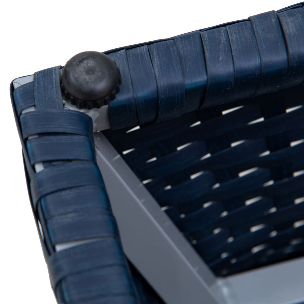 SUNJOY 16 Inch Wicker & Aluminum Small Patio Umbrella Table - Navy