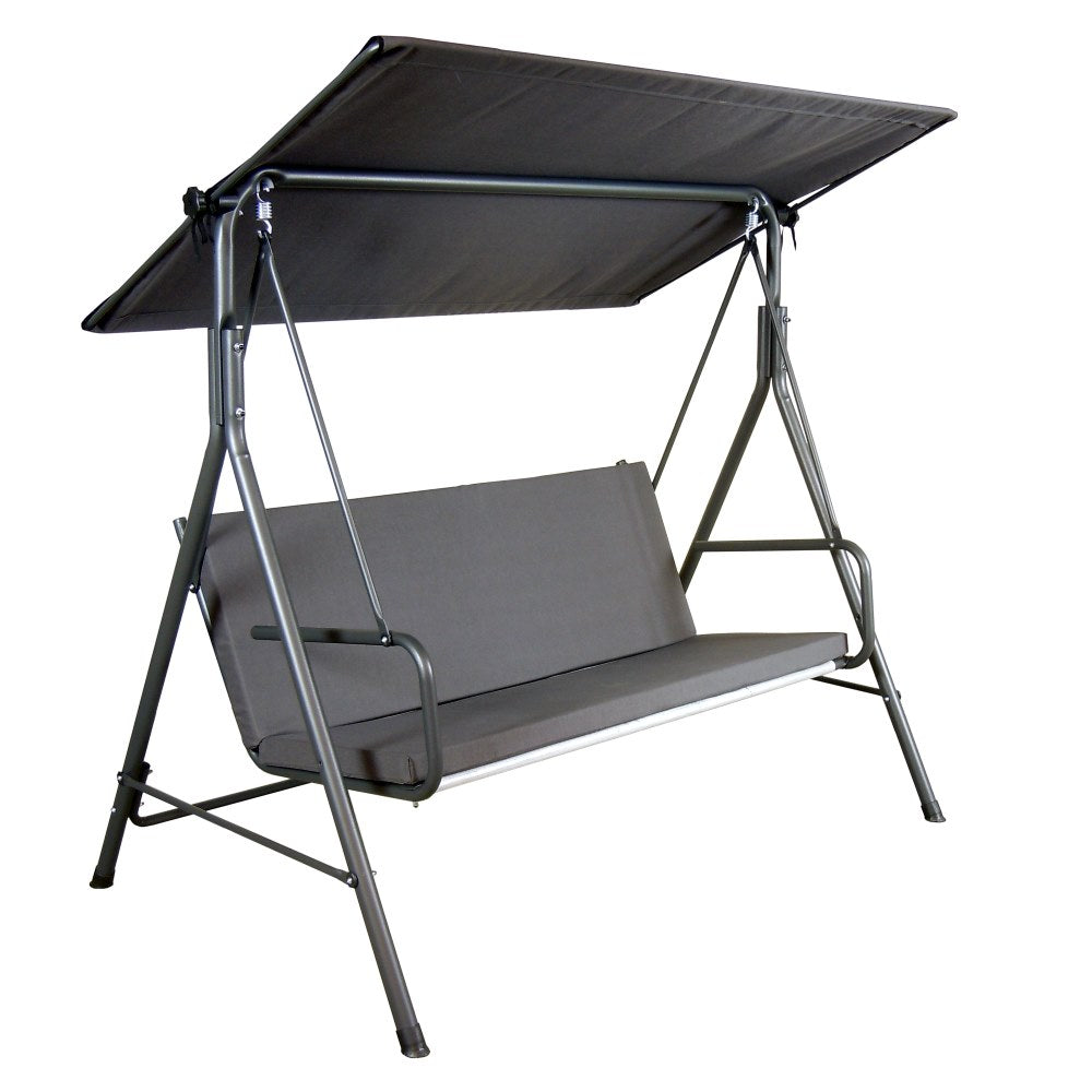 SUNJOY 2-Seat Outdoor Porch Swing with Adjustable Canopy and Removable Cushion - Gray