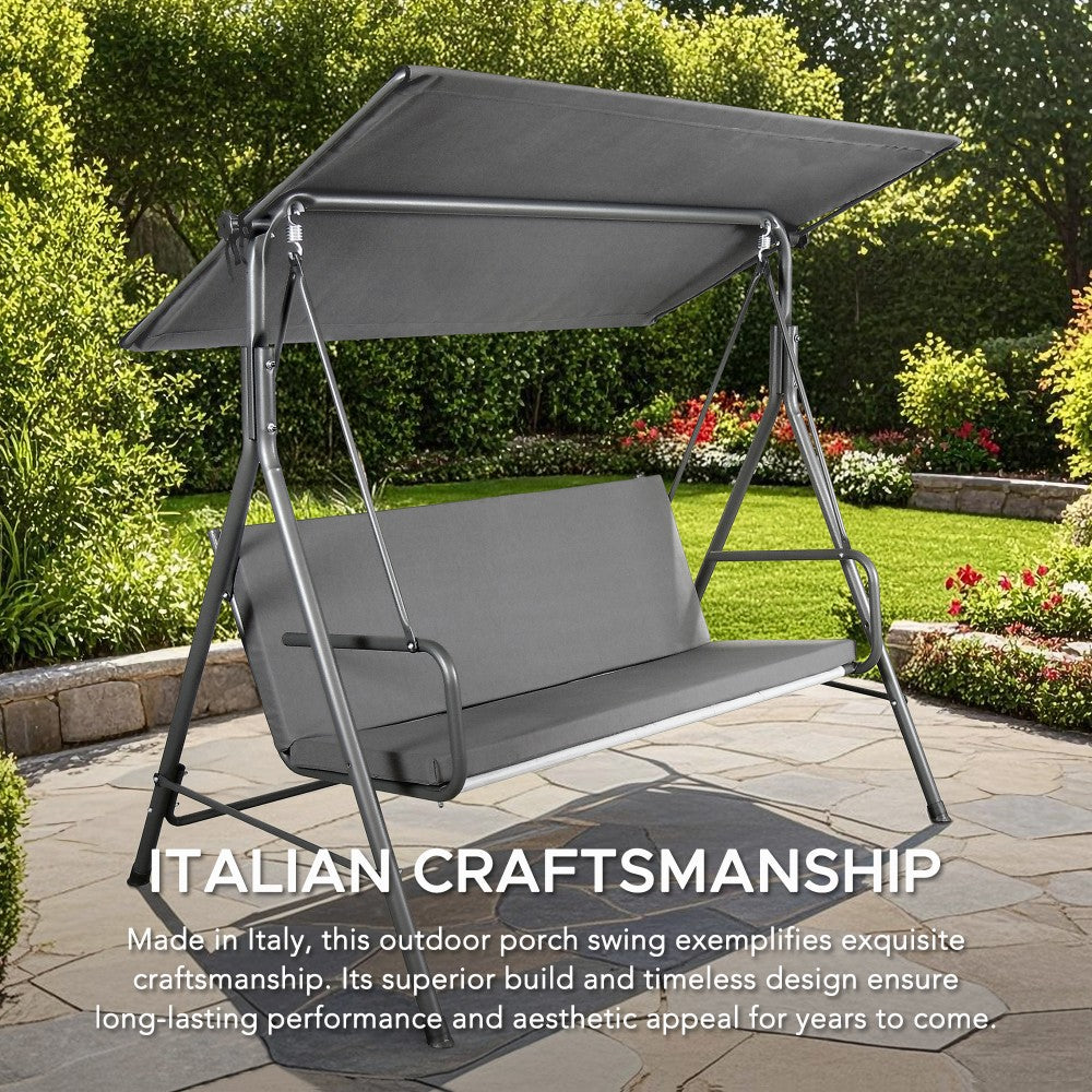 SUNJOY 2-Seat Outdoor Porch Swing with Adjustable Canopy and Removable Cushion - Gray