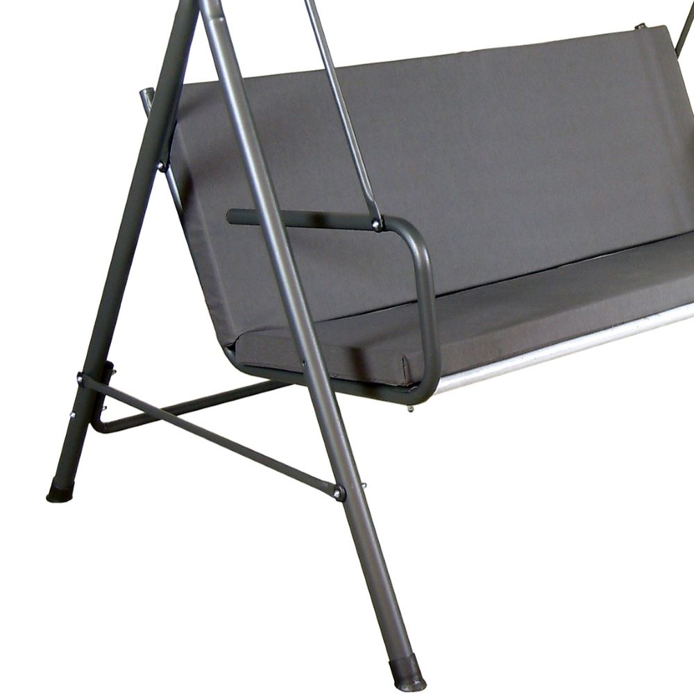 SUNJOY 2-Seat Outdoor Porch Swing with Adjustable Canopy and Removable Cushion - Gray