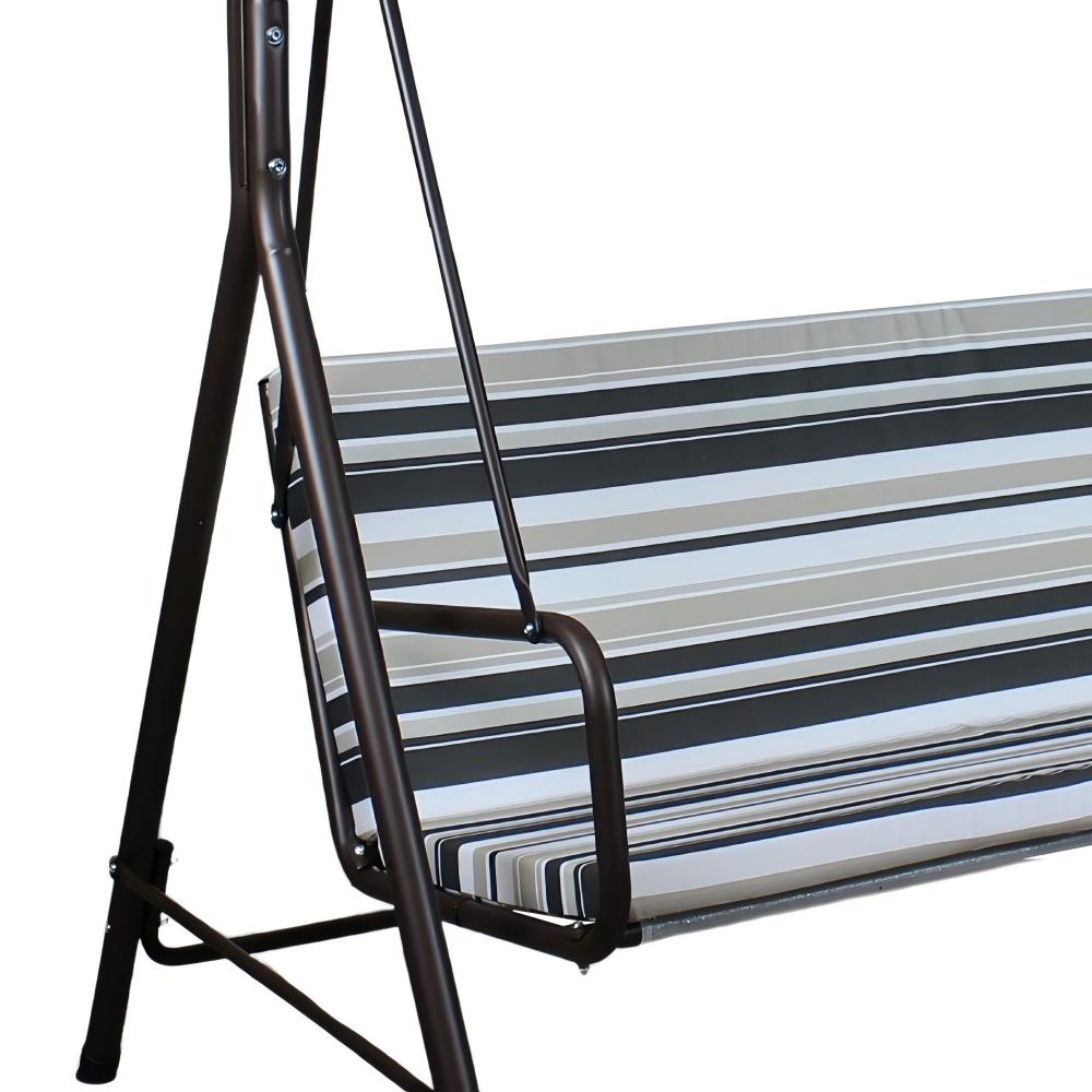 SUNJOY 2-Seat Outdoor Porch Swing with Adjustable Canopy and Removable Cushion - Stripe