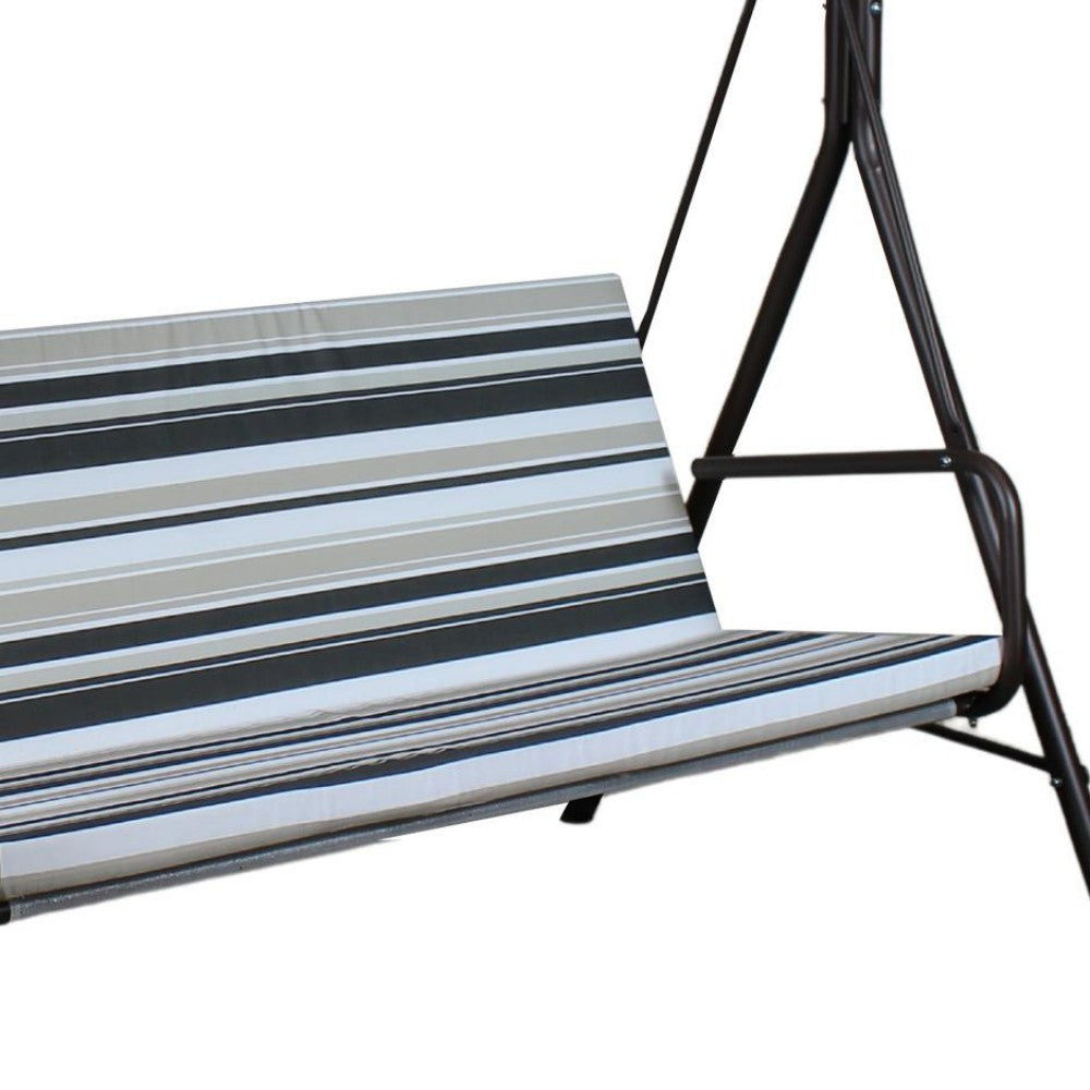 SUNJOY 2-Seat Outdoor Porch Swing with Adjustable Canopy and Removable Cushion - Stripe