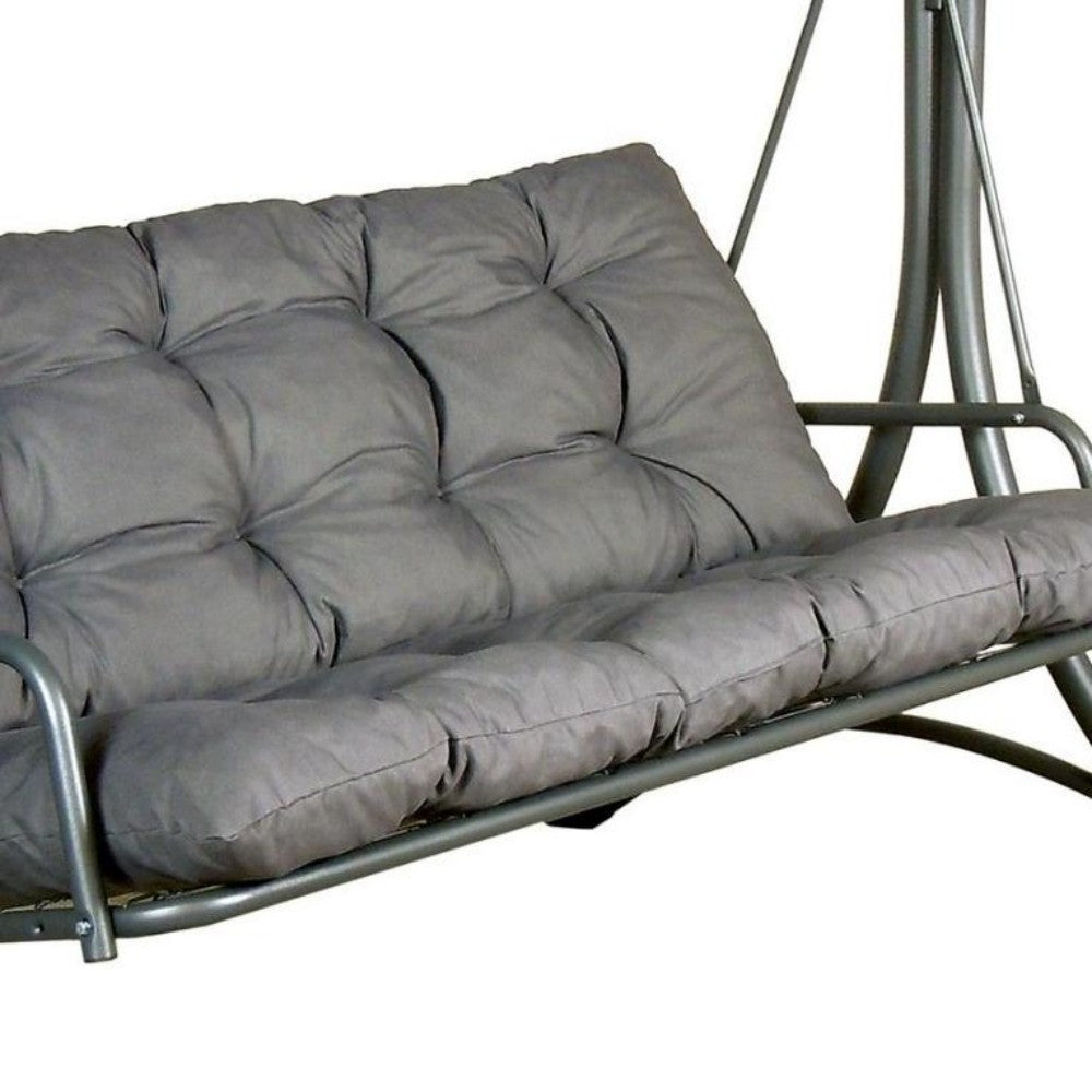 SUNJOY 3-Seat Outdoor Patio Swing with Adjustable Canopy and Cushion - Gray