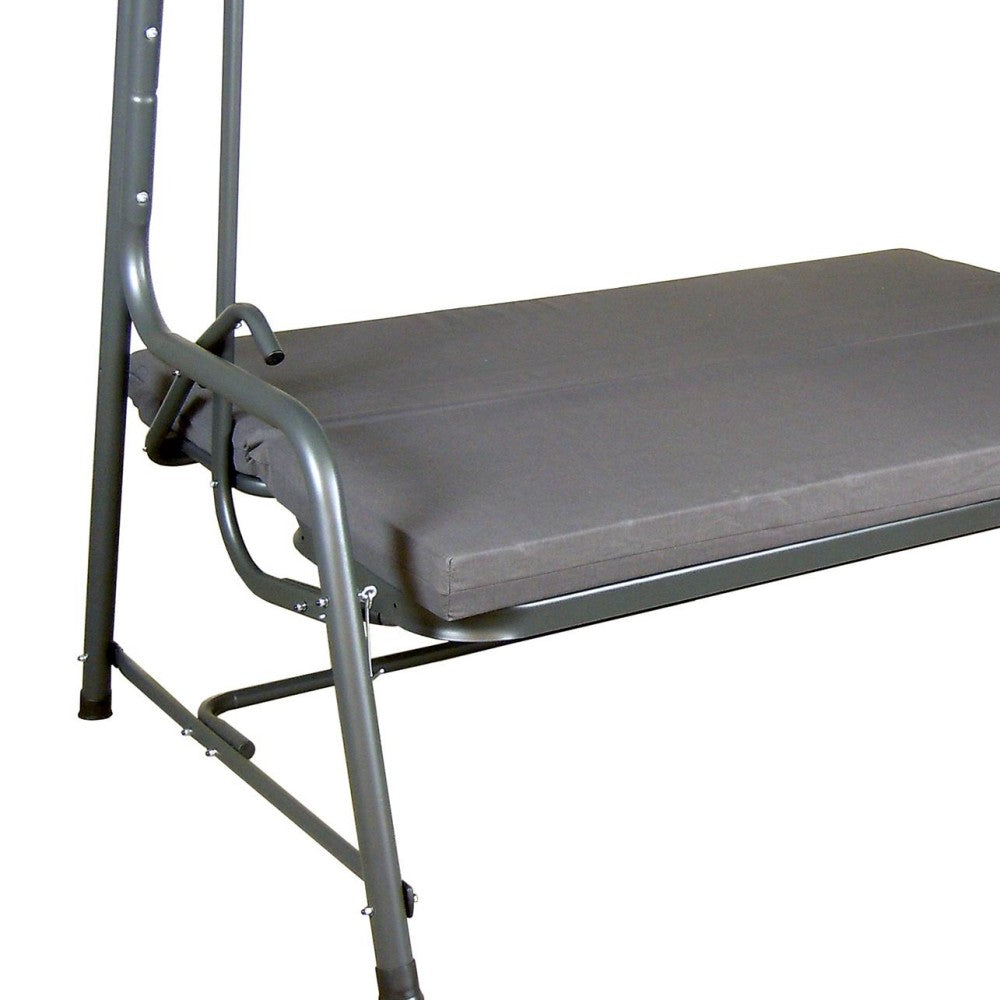 SUNJOY 4-Seat Outdoor Porch Swing and Bed with Adjustable Canopy and Cushion - Gray