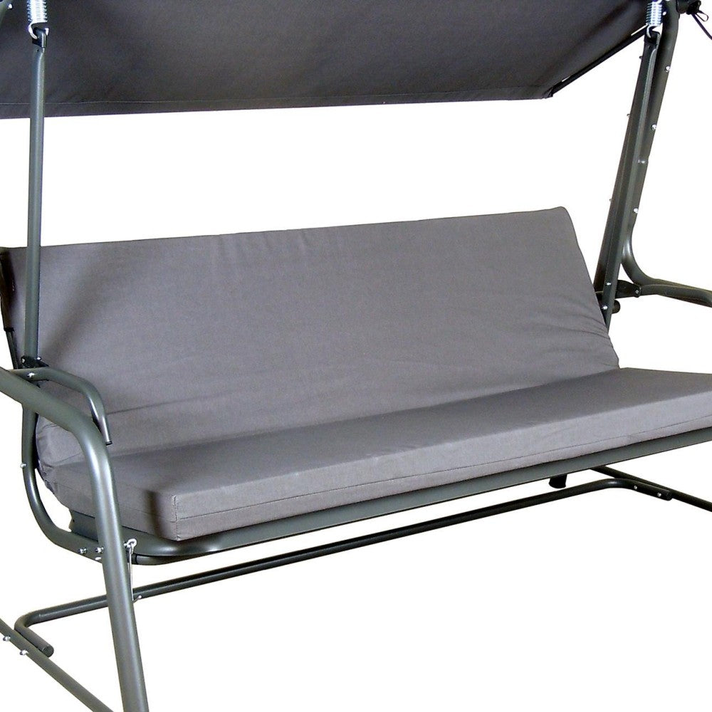 SUNJOY 4-Seat Outdoor Porch Swing and Bed with Adjustable Canopy and Cushion - Gray
