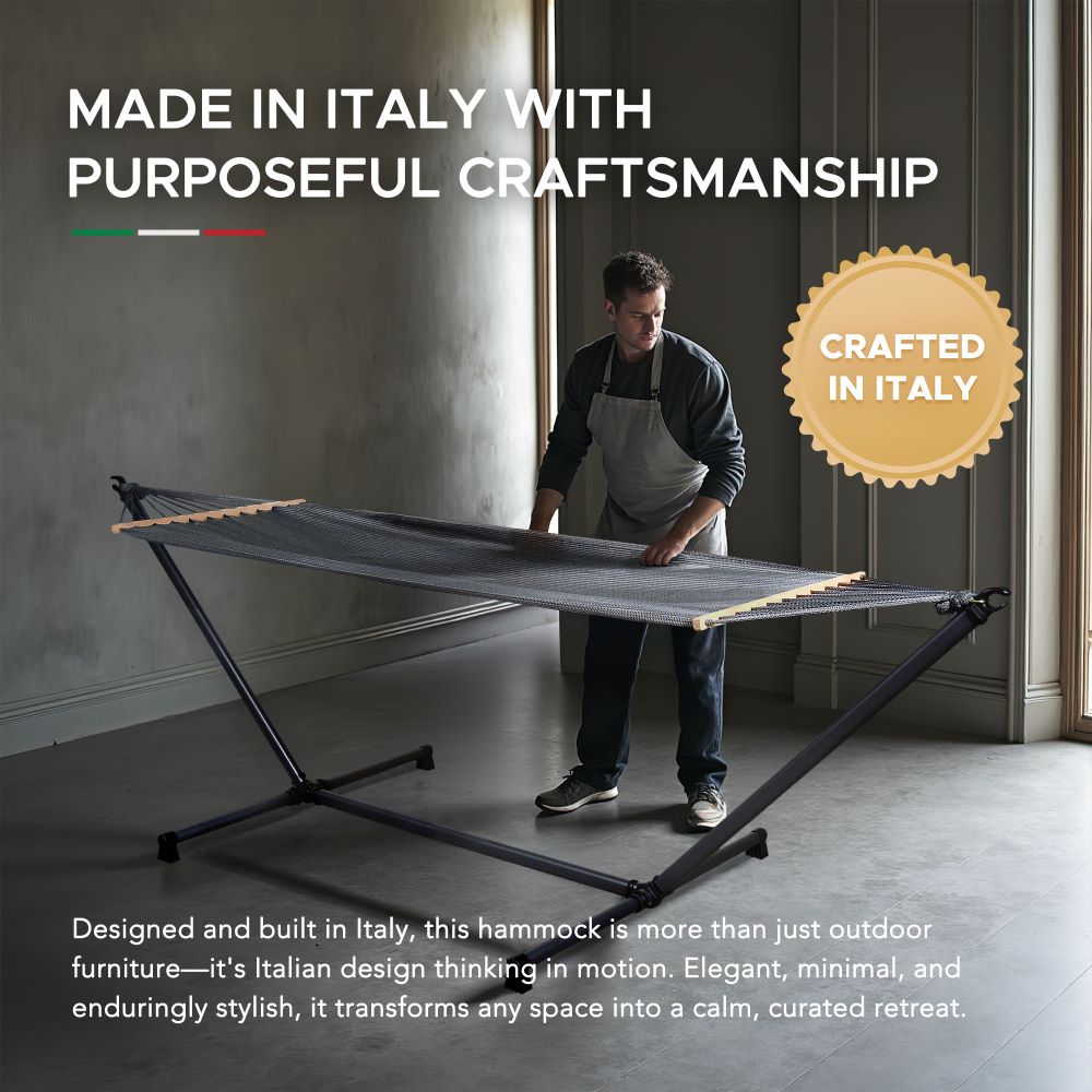 SUNJOY Luxury Portable Hammock with Stand–Made in Italy, Ultra-Light and Tool-Free Setup