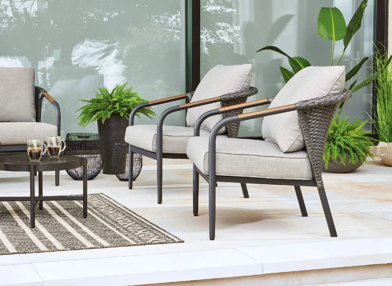 CANVAS Jasper All-Weather Wicker Outdoor/Patio Armchair, Stackable, 2-pk