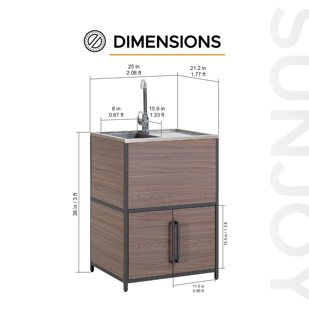 SUNJOY Fleetwood Outdoor Grill Kitchen with Outdoor Kitchen Cabinets, Shelves, and Sink Options - Outdoor Kitchen Sink