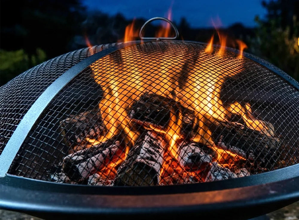 SUNJOY 29 Inch Outdoor Fire Bowl with Drainage Hole & Fire Poker