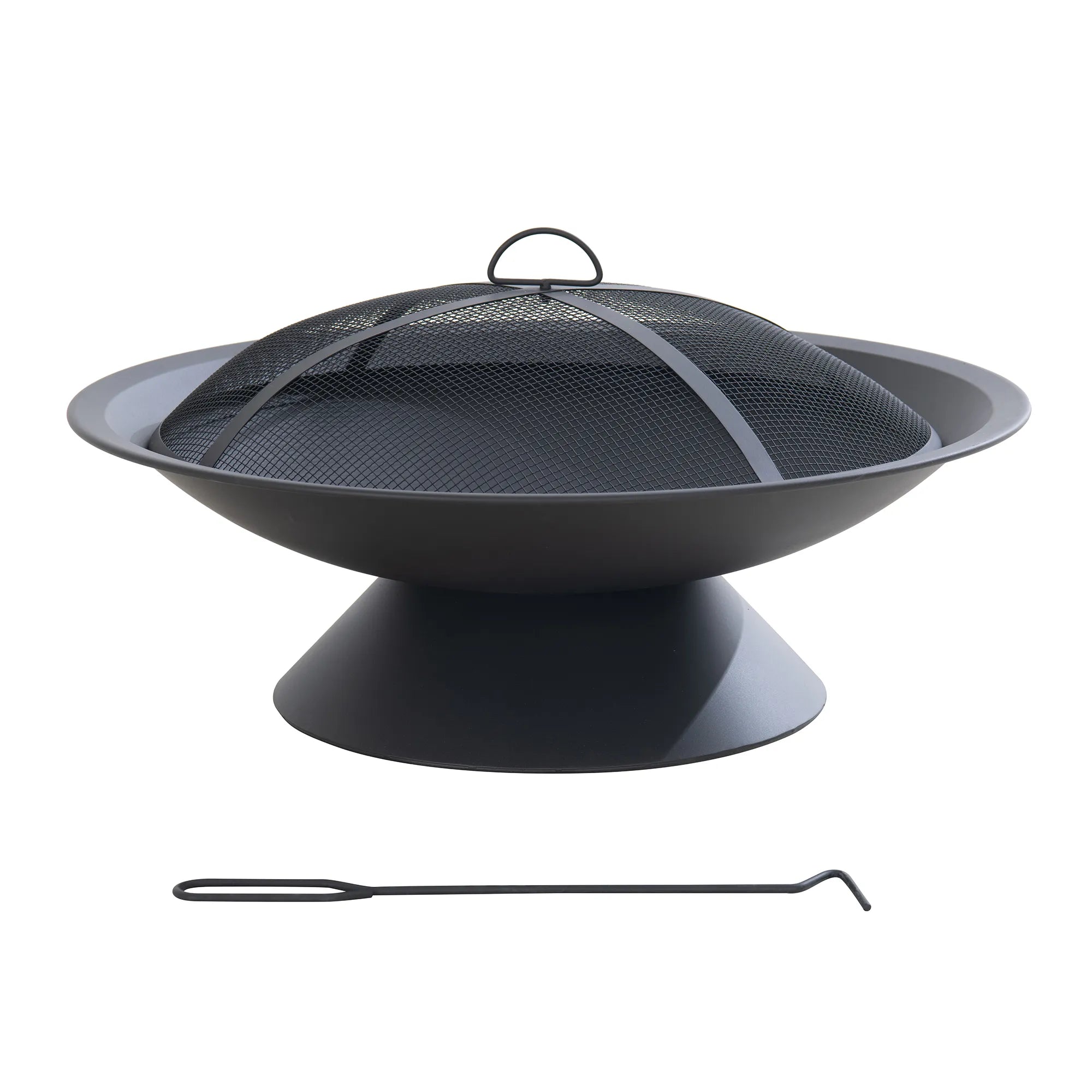 SUNJOY 29 Inch Outdoor Fire Bowl with Drainage Hole & Fire Poker