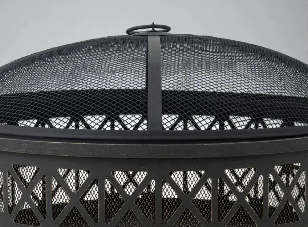 SUNJOY 30 Inch Metal Fire Pit with Spark Screen and Fire Poker