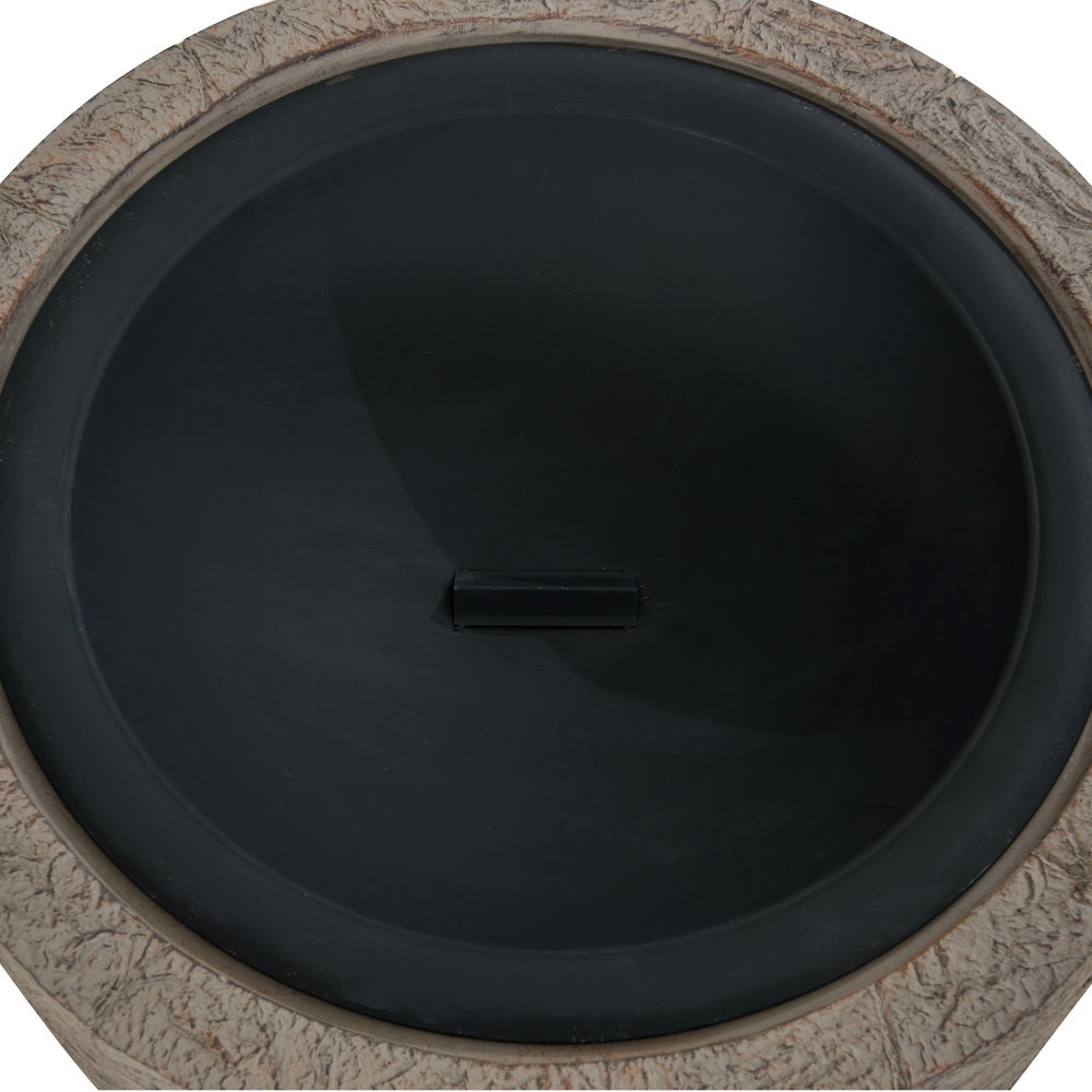 SUNJOY 26 Inch Small Outdoor Stone Firepit with Spark Screen and Poker