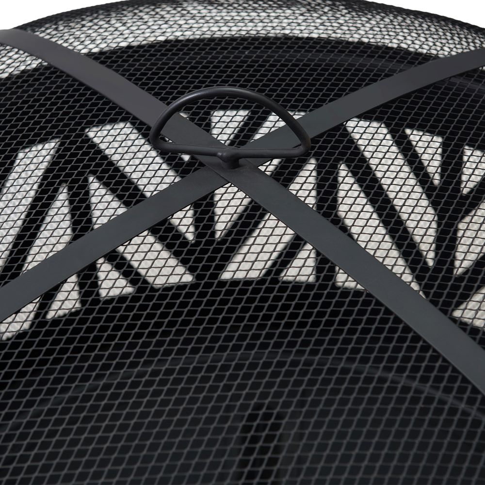 SUNJOY 31 Inch Black Wood Burning Steel Fire Pit with Spark Screen