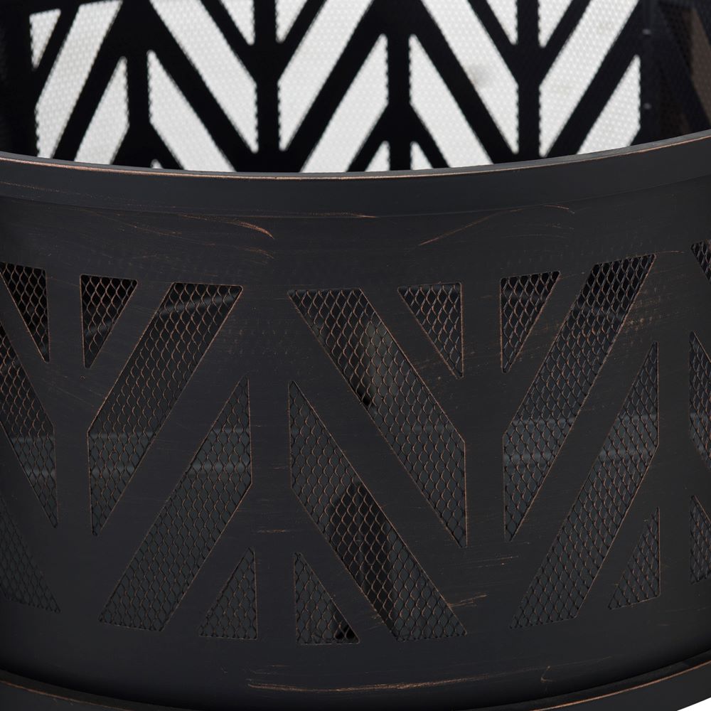 SUNJOY 31 Inch Black Wood Burning Steel Fire Pit with Spark Screen