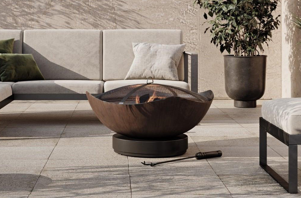 SUNJOY 32 Inch Copper Steel Outdoor Wood Fire Pit with Spark Screen