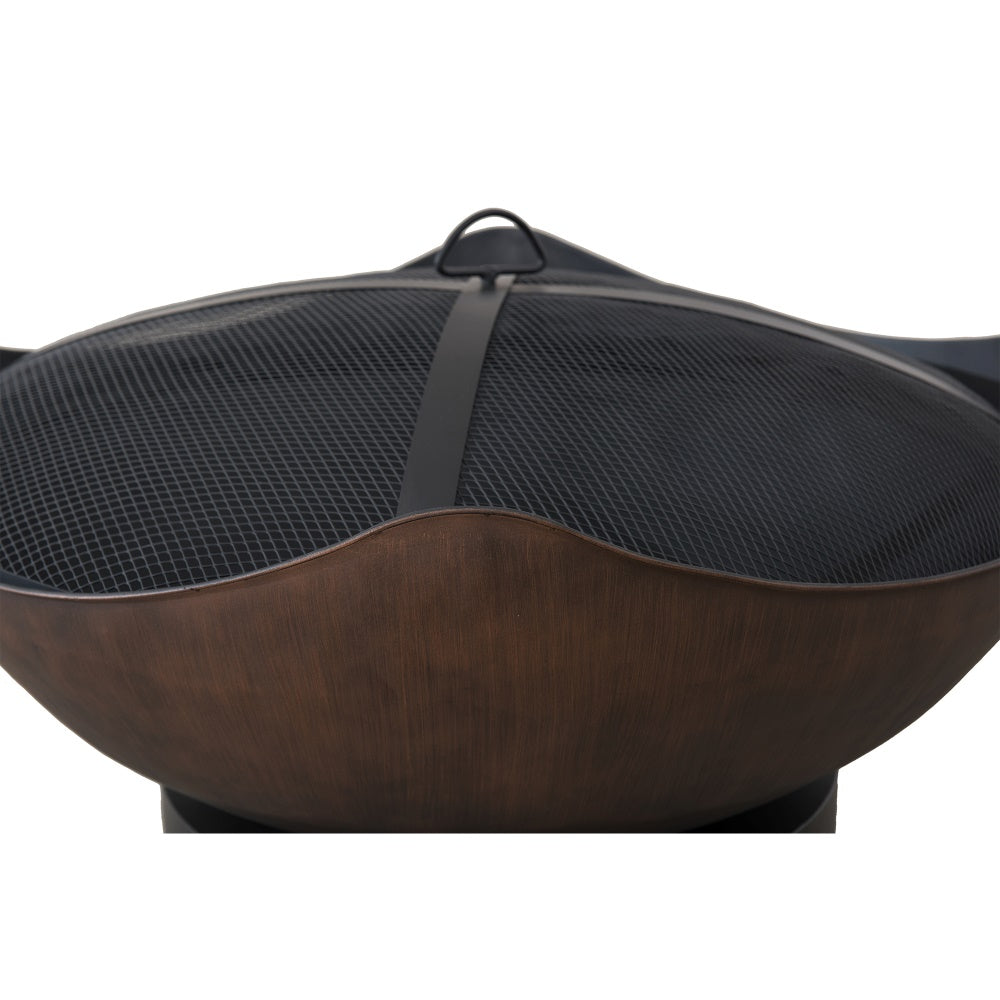 SUNJOY 32 Inch Copper Steel Outdoor Wood Fire Pit with Spark Screen