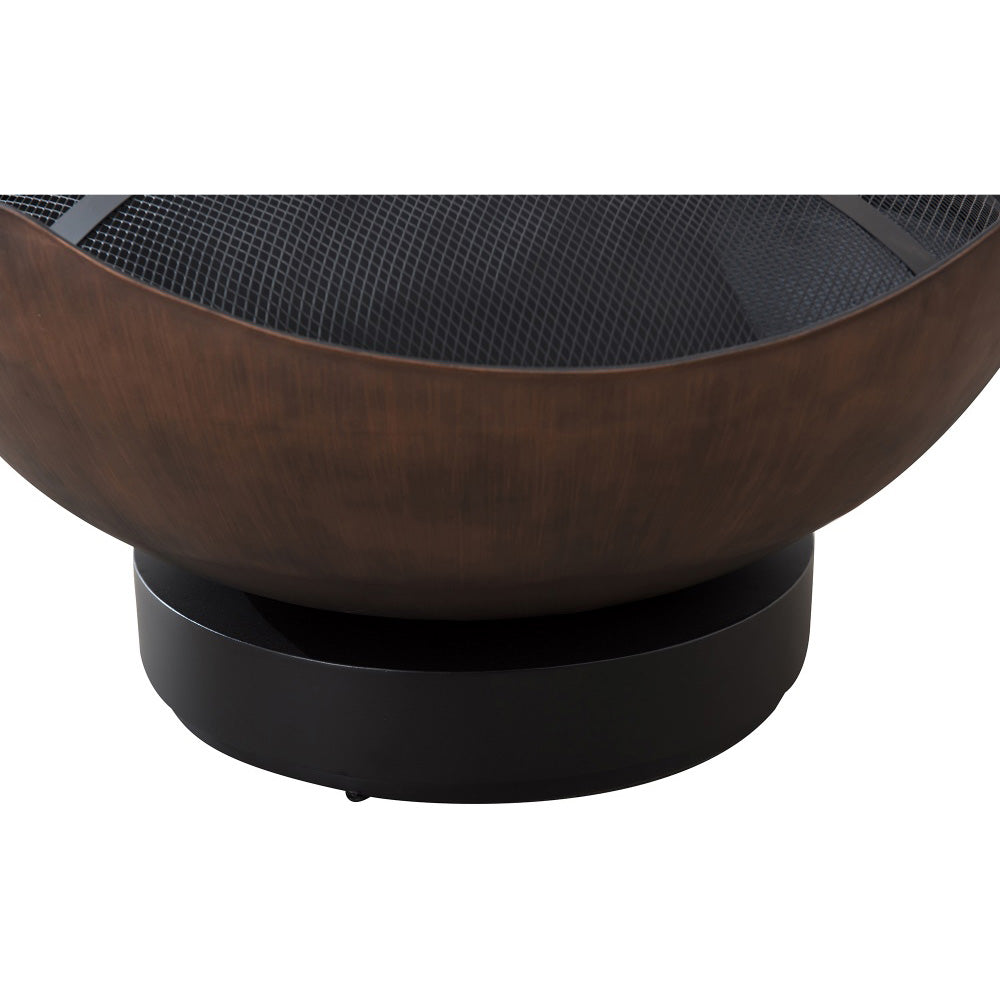 SUNJOY 32 Inch Copper Steel Outdoor Wood Fire Pit with Spark Screen