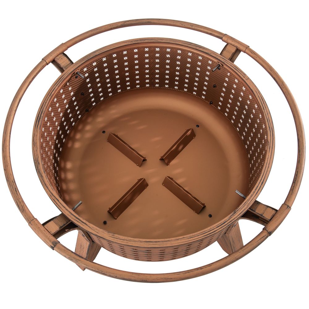 SUNJOY 30 Inch Copper Steel Holiday Fire Pit with Spark Screen & Poker