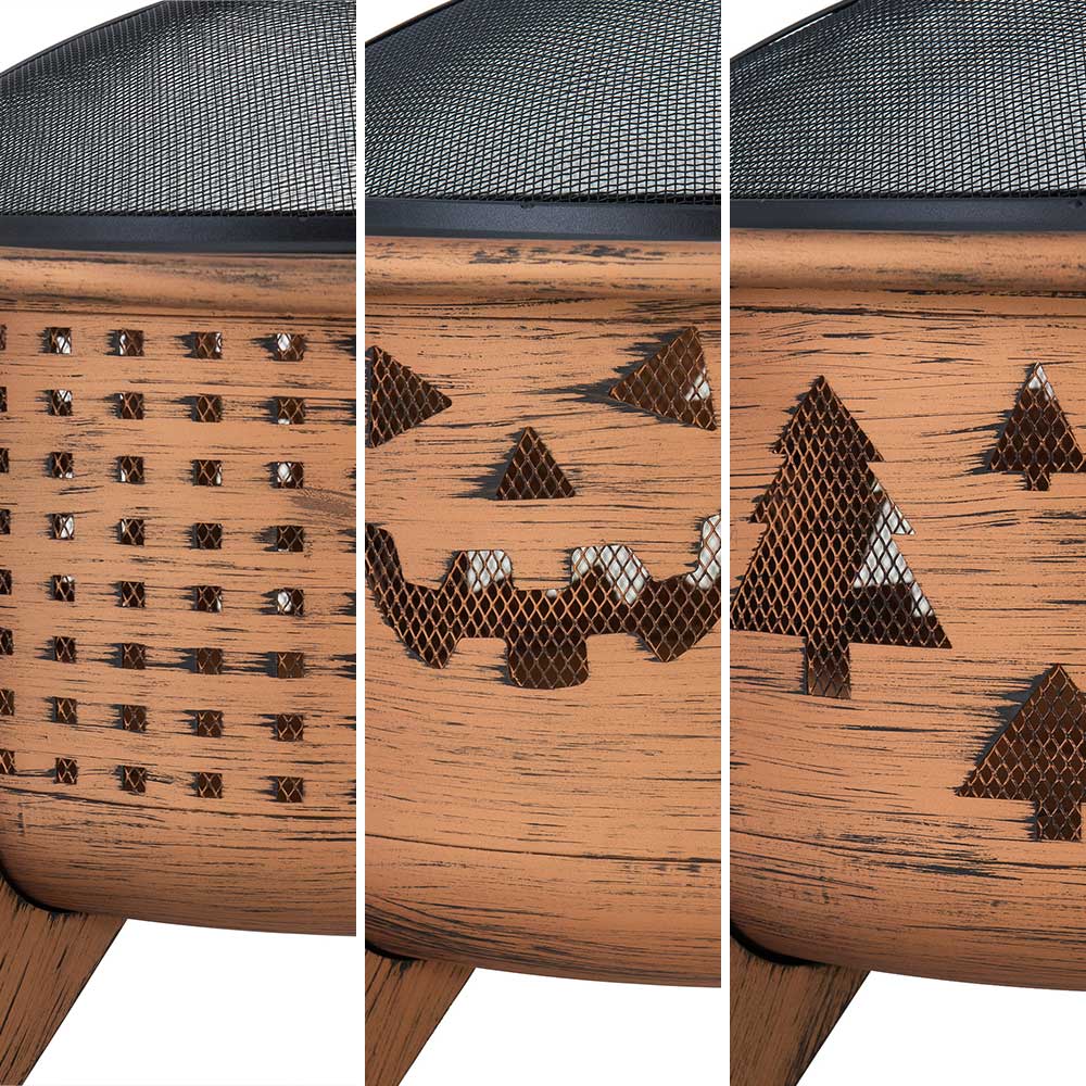 SUNJOY 30 Inch Copper Steel Holiday Fire Pit with Spark Screen & Poker