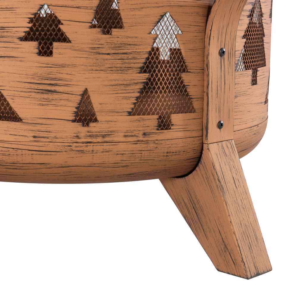 SUNJOY 30 Inch Copper Steel Holiday Fire Pit with Spark Screen & Poker - Tree Motif
