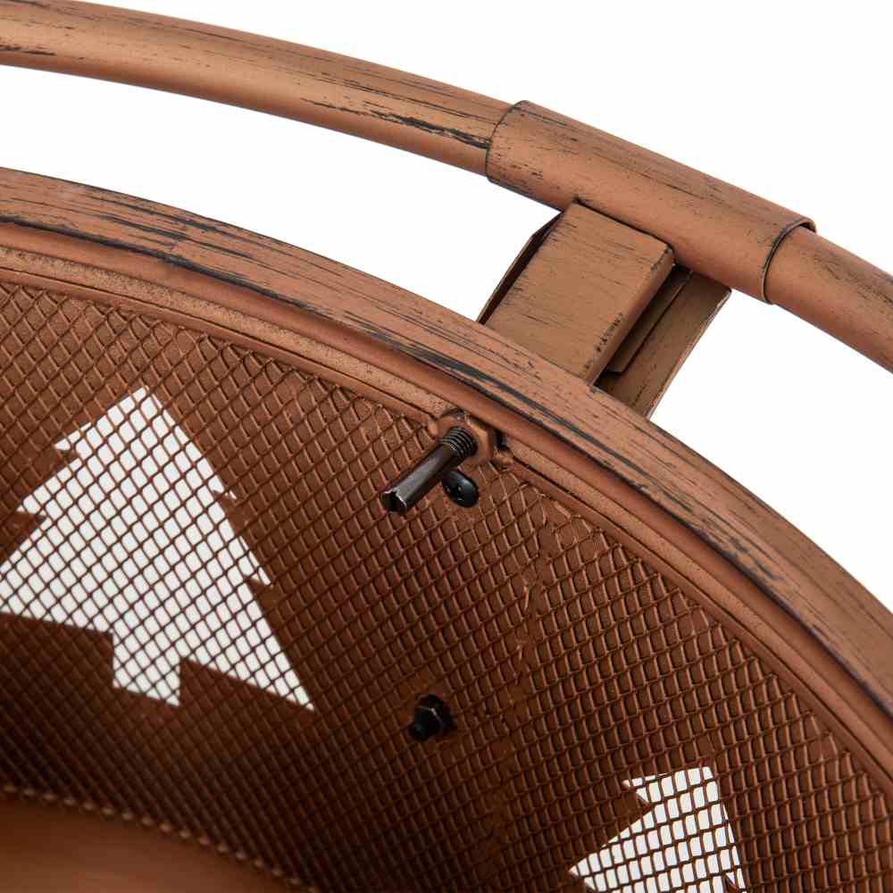 SUNJOY 30 Inch Copper Steel Holiday Fire Pit with Spark Screen & Poker - Tree Motif
