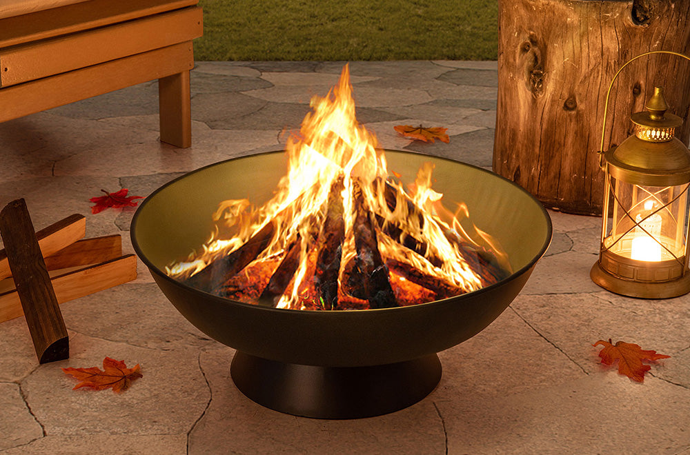 SUNJOY 22 Inch Round Steel Outdoor Fire Pit Bowl with Fire Poker