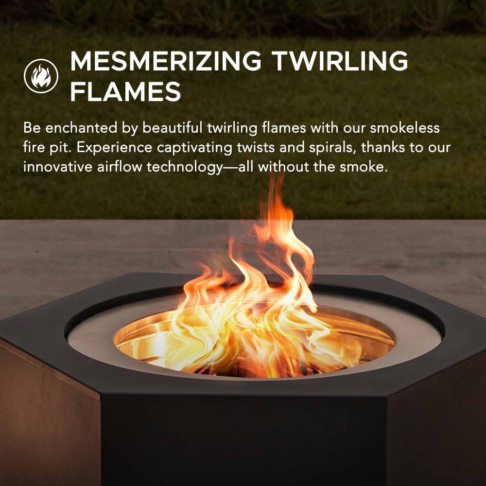 SUNJOY Hexagon Stainless Steel Smokeless Fire Pit with PVC Cover