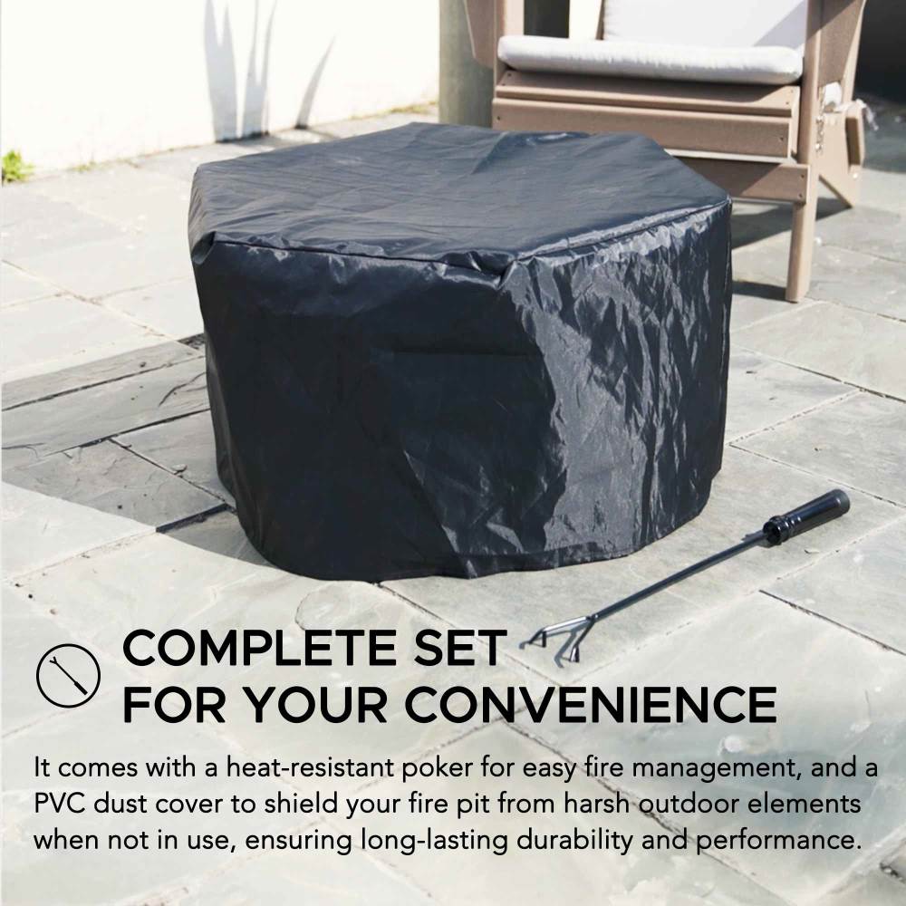 SUNJOY Hexagon Stainless Steel Smokeless Fire Pit with PVC Cover