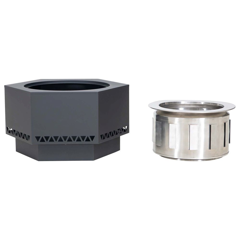 SUNJOY Hexagon Stainless Steel Smokeless Fire Pit with PVC Cover