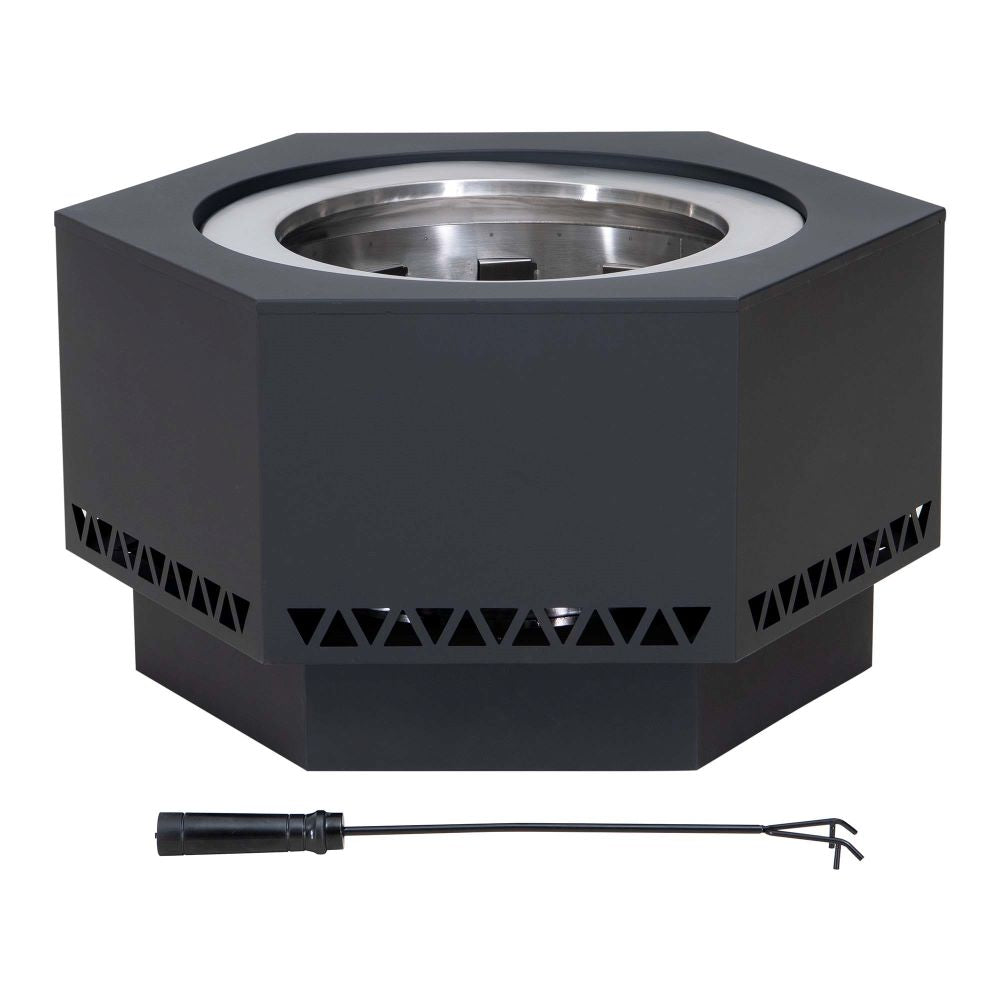 SUNJOY Hexagon Stainless Steel Smokeless Fire Pit with PVC Cover