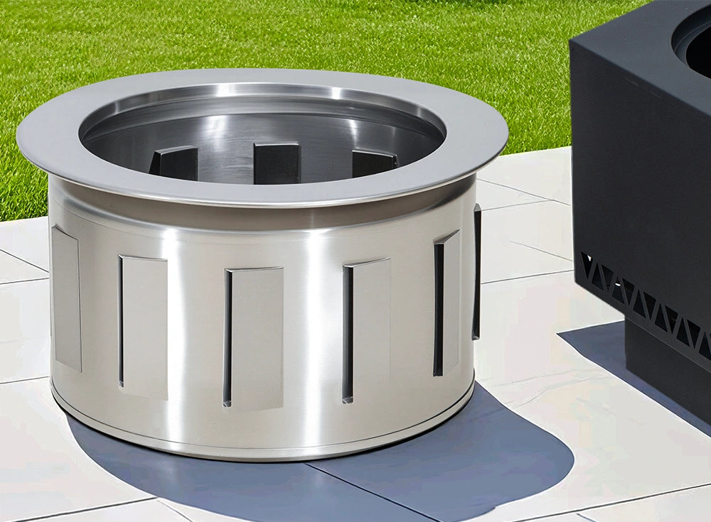 SUNJOY 26 Inch Hexagon Stainless Steel Smokeless Fire Pit with PVC Cover