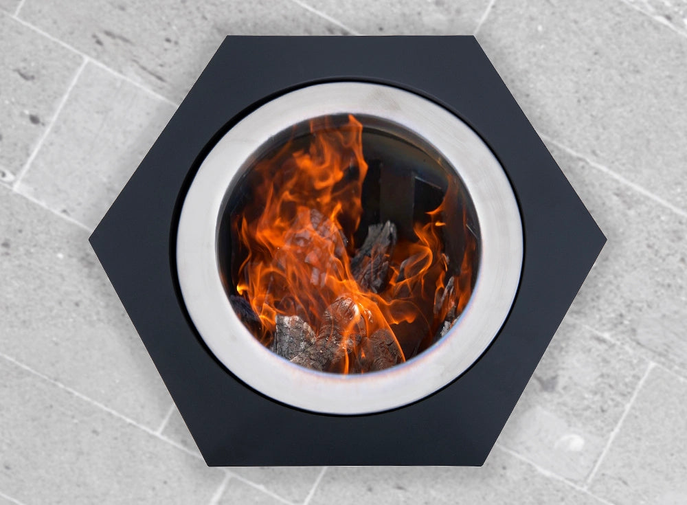 SUNJOY 26 Inch Hexagon Stainless Steel Smokeless Fire Pit with PVC Cover