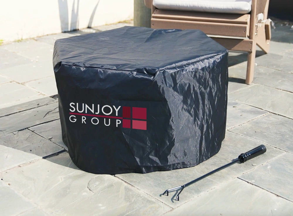 SUNJOY 26 Inch Hexagon Stainless Steel Smokeless Fire Pit with PVC Cover
