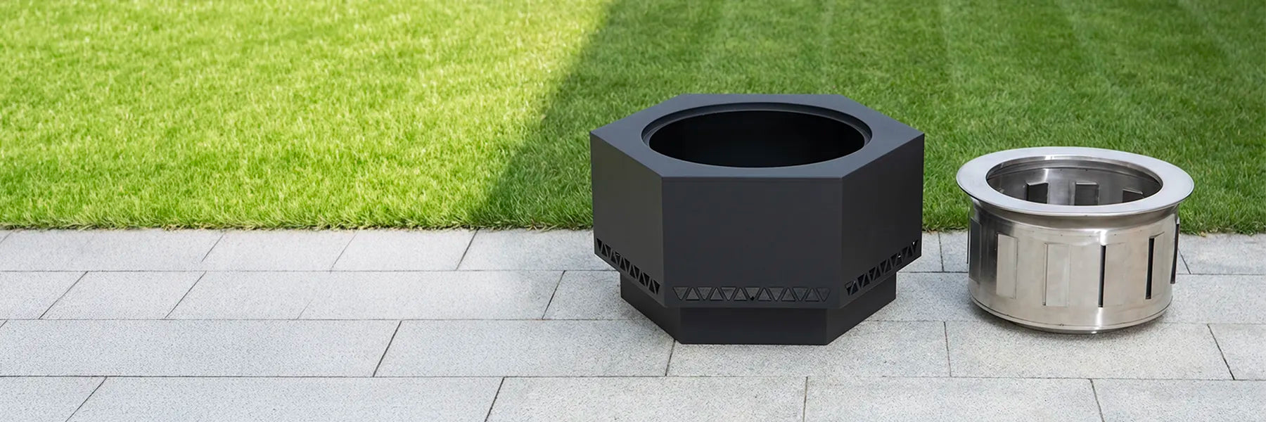 SUNJOY 26 Inch Hexagon Stainless Steel Smokeless Fire Pit with PVC Cover