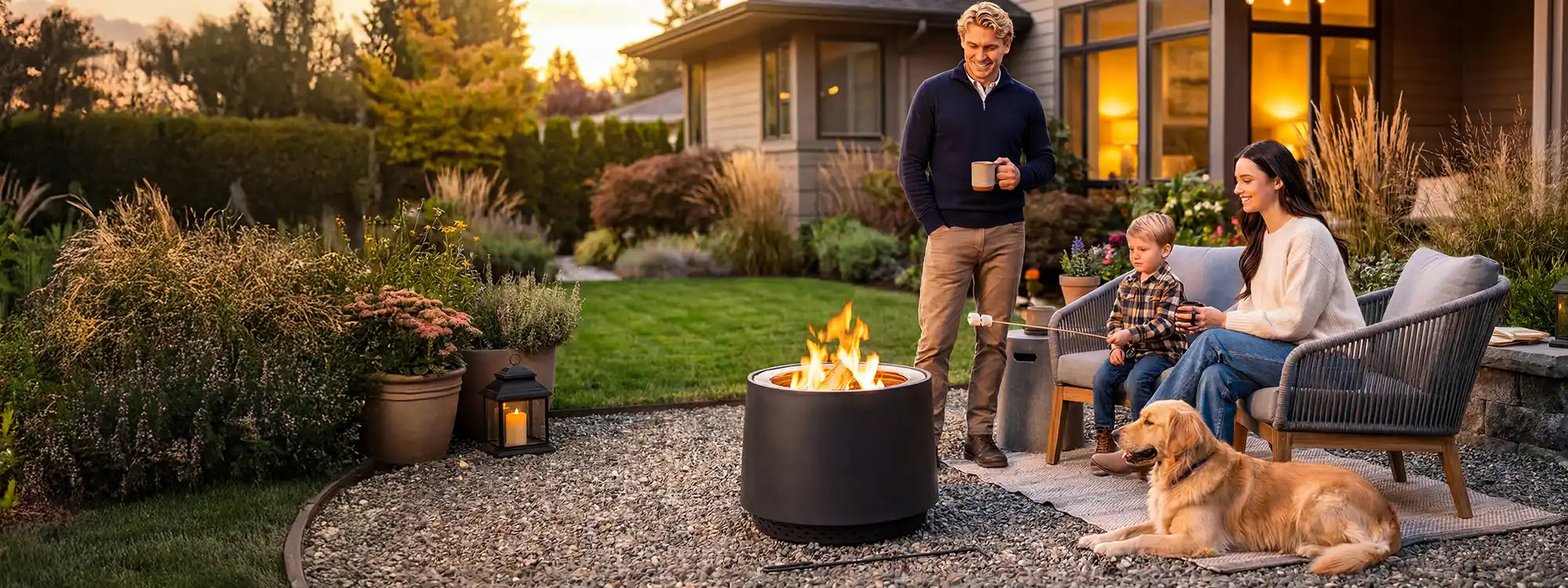 SUNJOY 21 Inch Cylindrical Stainless Steel Smokeless Fire Pit with PVC Cover and Poker - Black