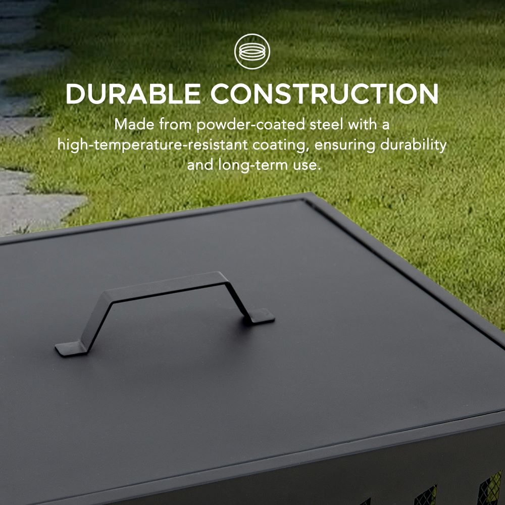 SUNJOY 18 Inch Patio Wood Burning Steel Fire Pit with Lid and Fire Poker