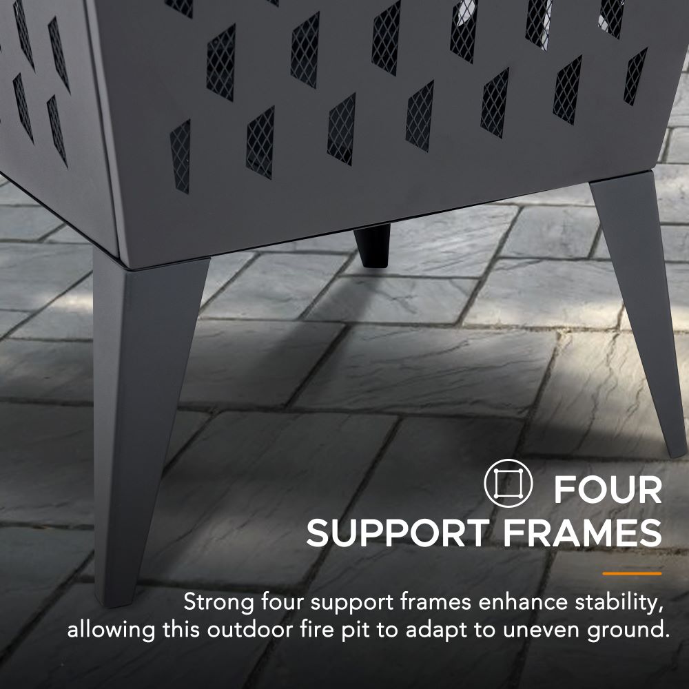 SUNJOY 18 Inch Patio Wood Burning Steel Fire Pit with Lid and Fire Poker